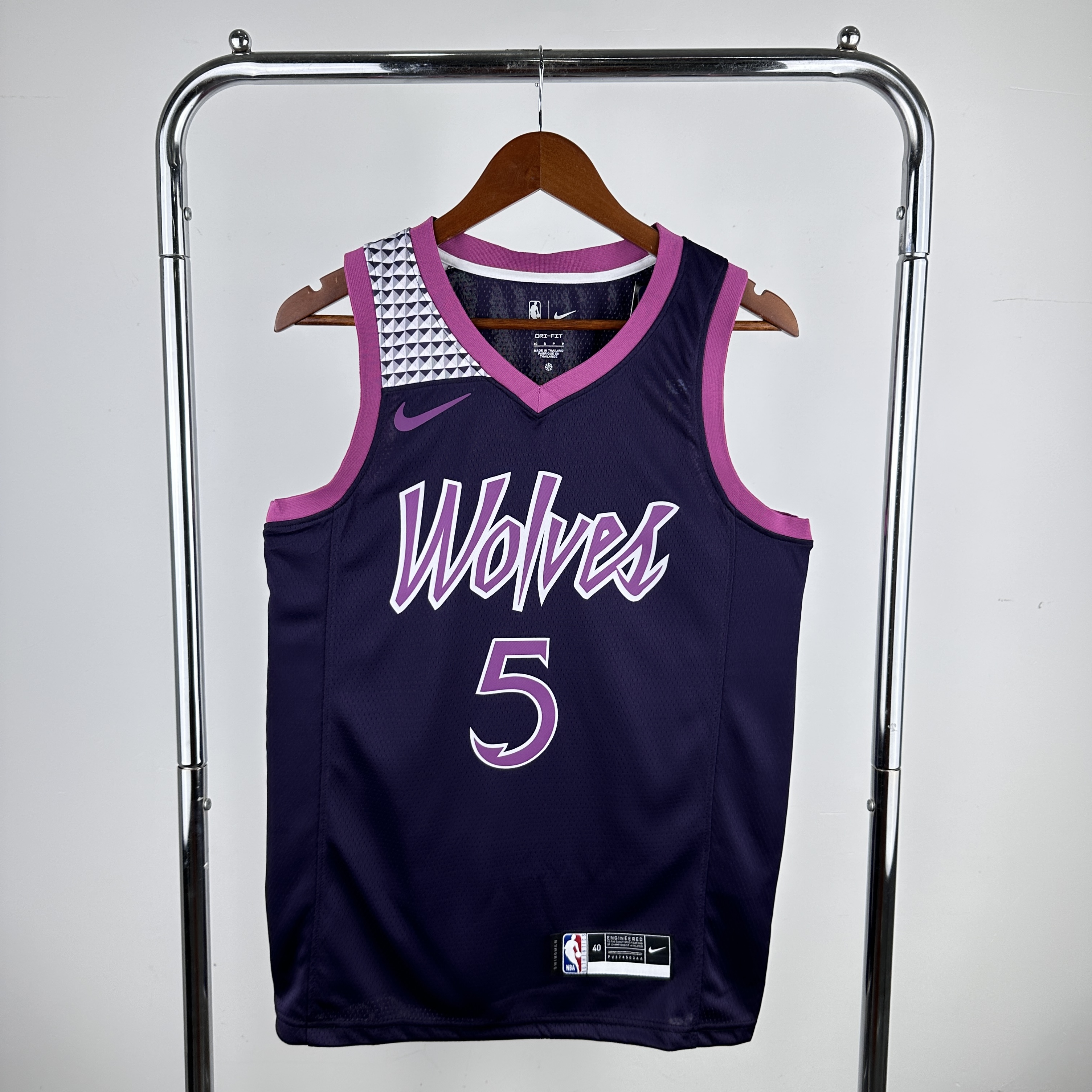 Men Minnesota Timberwolves #5 Edwards Black Purple Nike 2024 NBA Jersey